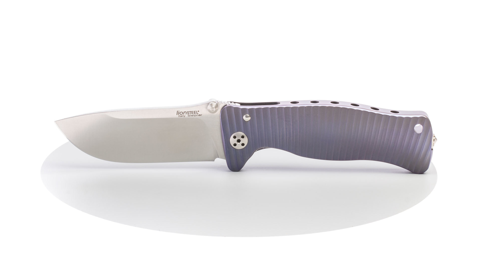 Нож складной SR-1, Solid® Violet Anodized Titanium Handle, Satin Finish Sleipner Stainless Steel