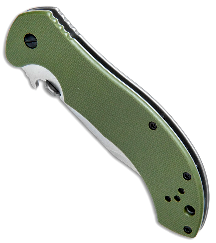 Складной нож Emerson Design CQC-10K KERSHAW 6030, сталь лезвия 8Cr14MoV Stonewashed Bowie Blade, рукоять G-10/410 сталь, зелёный - фото 3