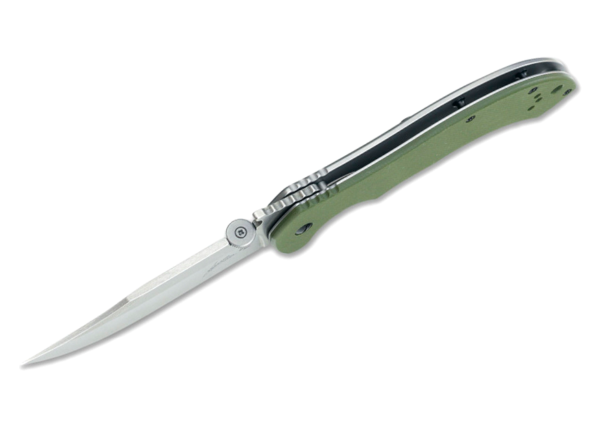 Складной нож Emerson Design CQC-10K KERSHAW 6030, сталь лезвия 8Cr14MoV Stonewashed Bowie Blade, рукоять G-10/410 сталь, зелёный - фото 2