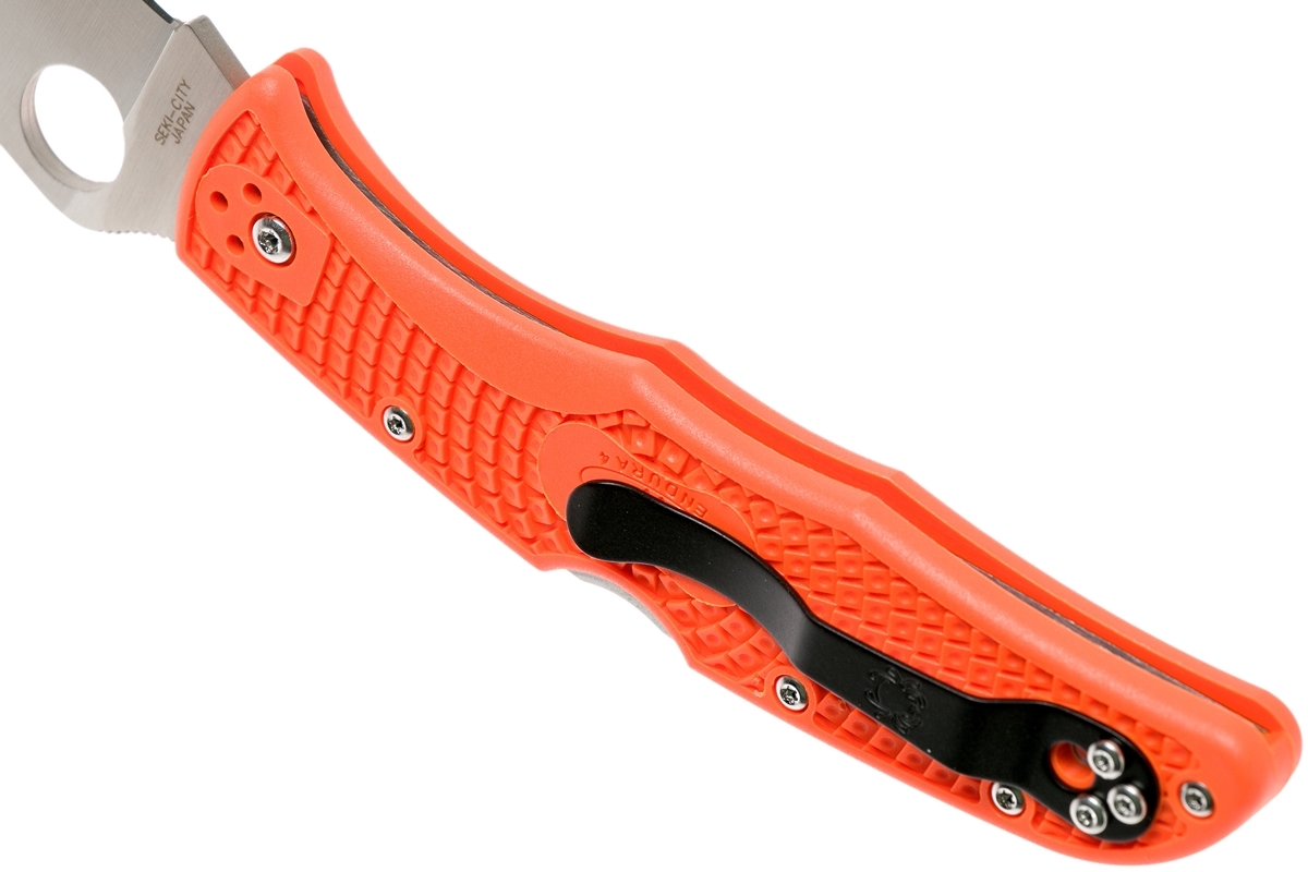 фото Складной нож spyderco endura 4 flat ground - 10fpor, сталь vg-10 satin plain, рукоять термопластик frn, оранжевый