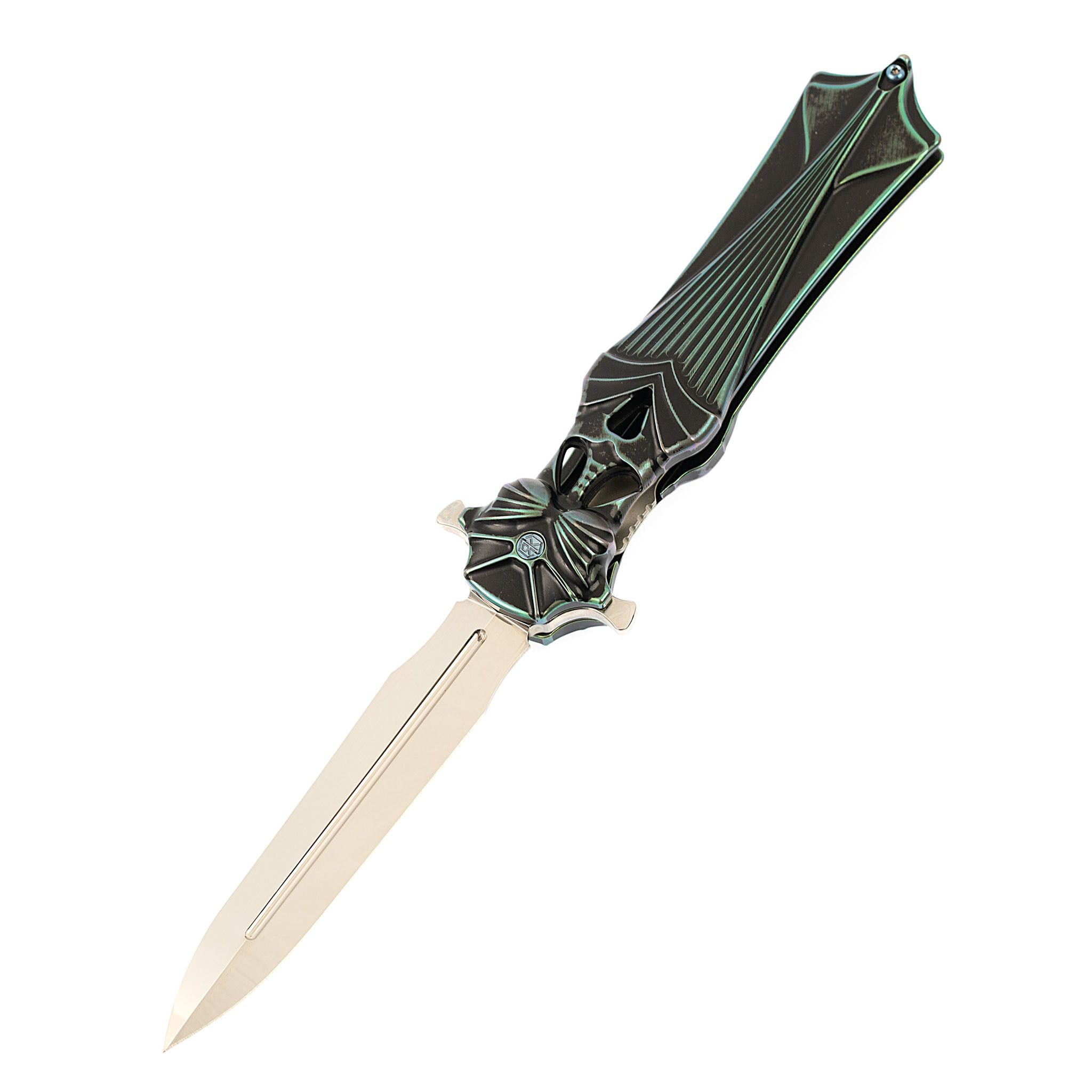 Складной нож Amulet Rikeknife, сталь M390, черно-зеленый титан - фото 1