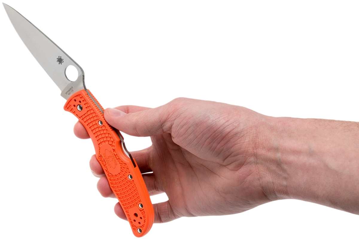 фото Складной нож spyderco endura 4 flat ground - 10fpor, сталь vg-10 satin plain, рукоять термопластик frn, оранжевый