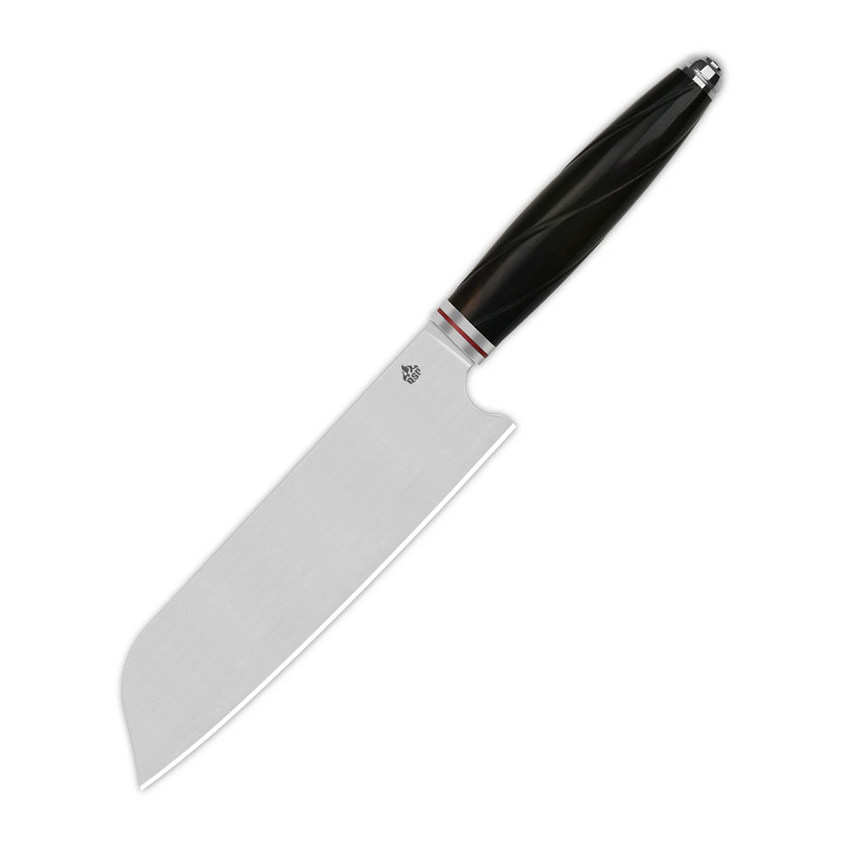 Нож кухонный поварской Сантоку QSP Mulan Series, сталь 14C28N, рукоять эбеновое дерево