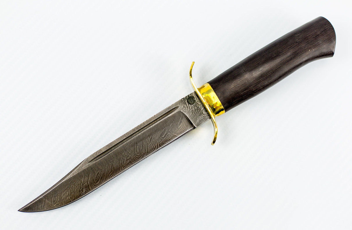 фото Нож разведчика нр-40, дамасская сталь, рукоять граб, латунь атака