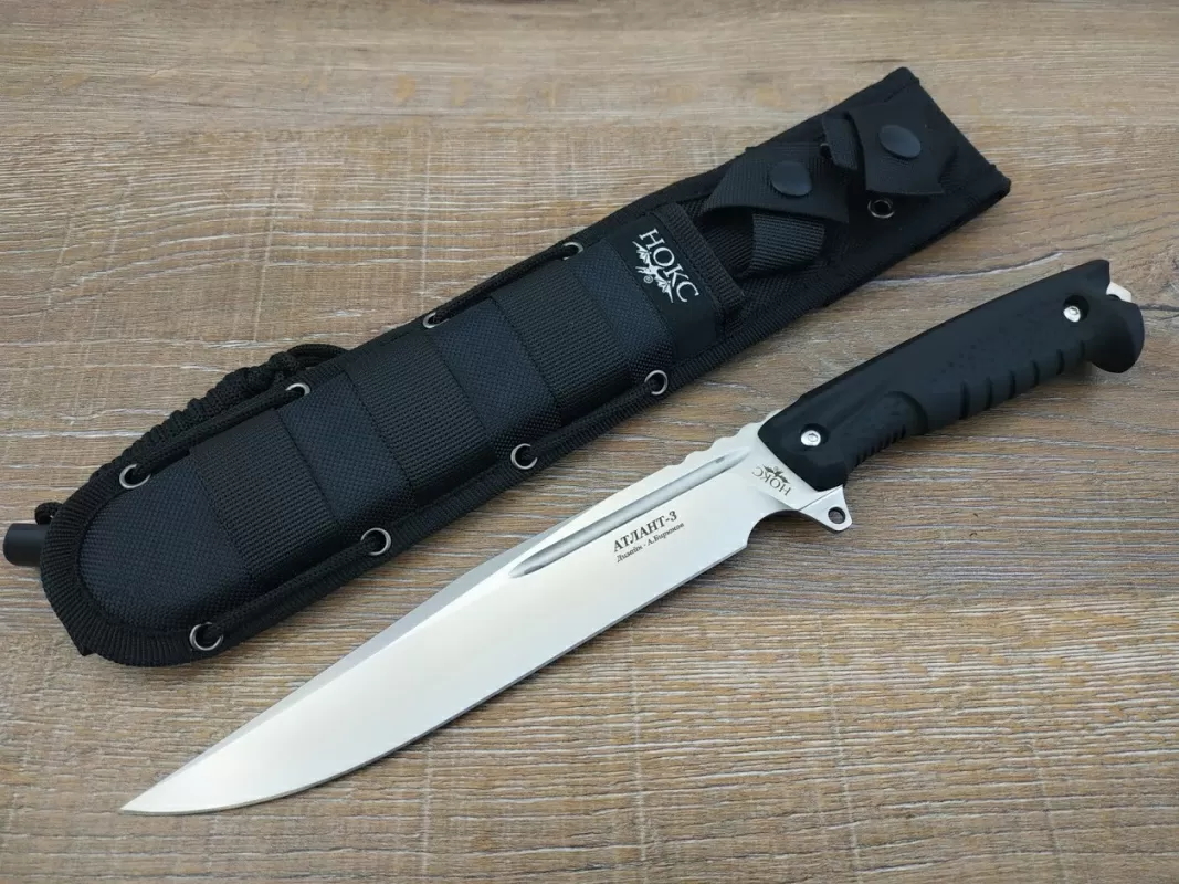 Нож Атлант 3, сталь D2, черная рукоять, Нокс - фото 6