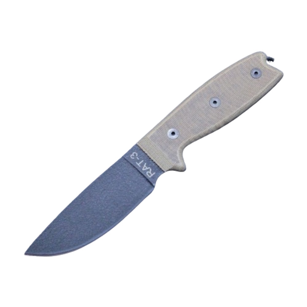 Нож с фиксированным клинком Ontario RAT-3, сталь 1095 Carbon Steel, рукоять микарта, tan/black нож с фиксированным клинком ontario spec plus sp15