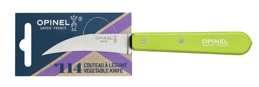 Нож для чистки овощей Opinel №114, деревянная рукоять, нержавеющая сталь, зеленый от Ножиков
