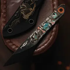 Фото Скелетный нож киридаши N.C.Custom KOI Остров Сокровищ №2, сталь AUS-8