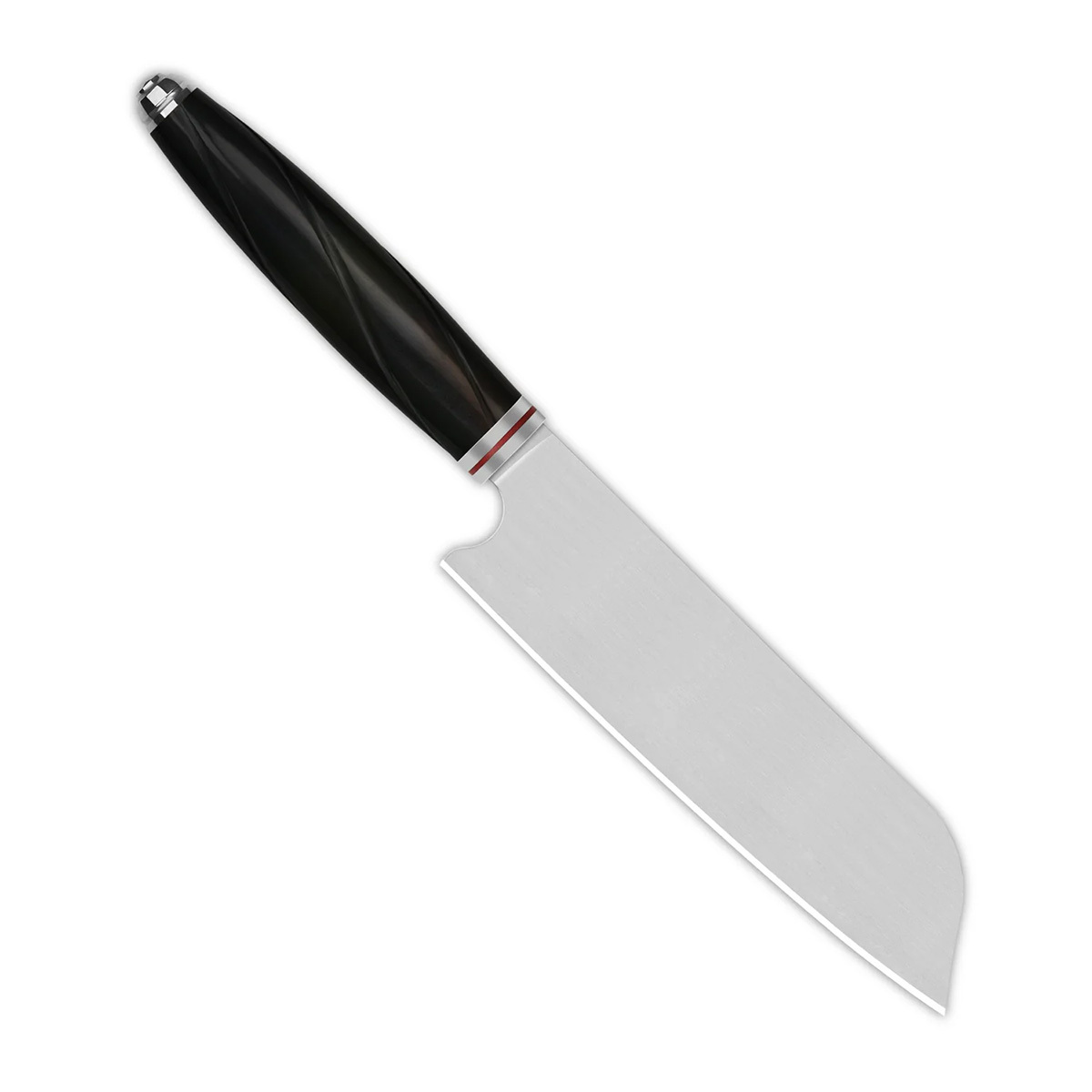 Нож кухонный поварской Сантоку QSP Mulan Series, сталь 14C28N, рукоять эбеновое дерево - фото 2