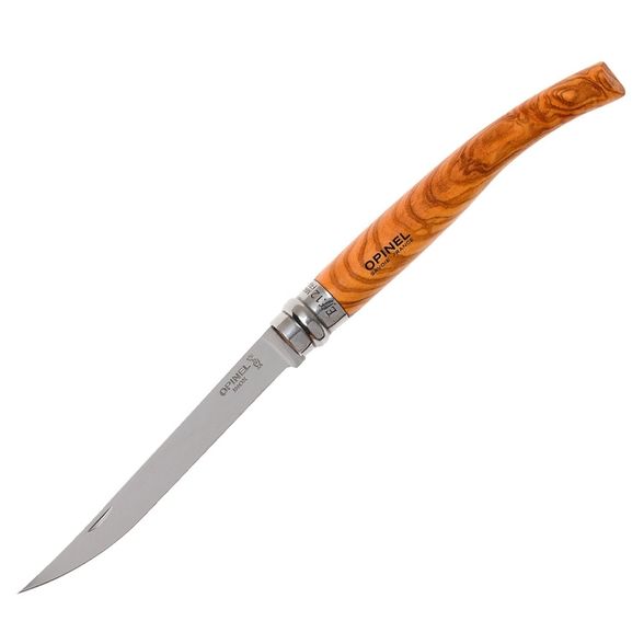 Цена наНож складной филейный Opinel №12 VRI Folding Slim Olivewood, сталь Sandvik 12C27, рукоять из оливкового дерева, 001145