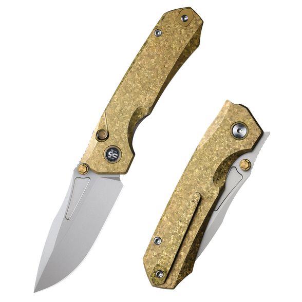 Цена наСкладной нож Remette Rhino, сталь M390, рукоять Crystal Titanium, gold