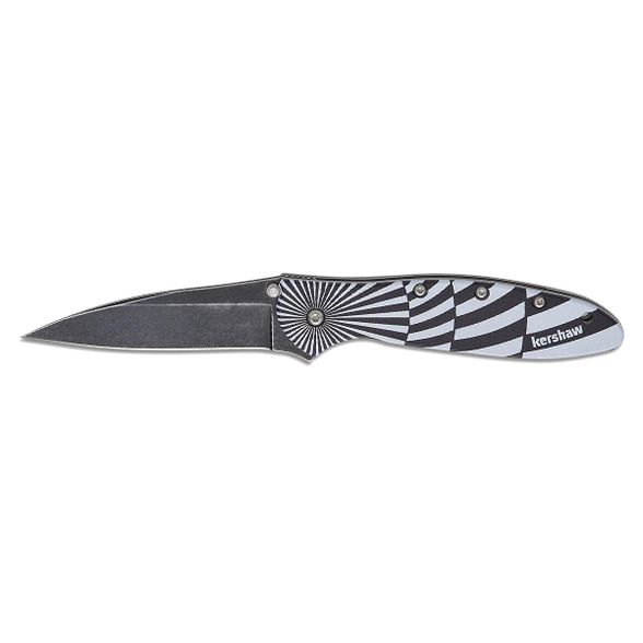 Цена наПолуавтоматический складной нож Kershaw Leek Black-White Swirl, сталь Sandvik 14C28N, рукоять алюминий, черно-белый