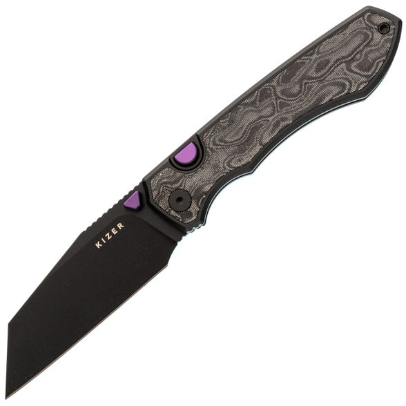 Цена наСкладной нож Kizer Wharning, сталь S45VN, рукоять алюминий/микарта, черный