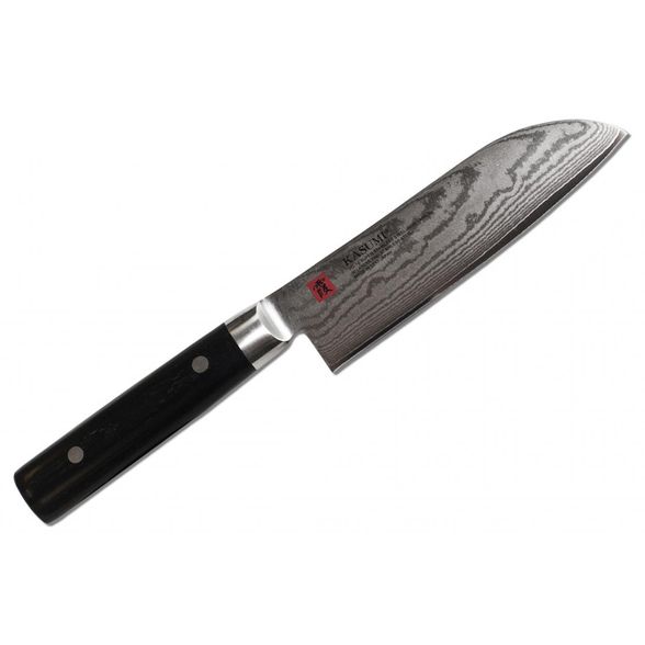 Цена наНож кухонный Сантоку Kasumi Damascus 13 см, сталь VG-10 в обкладках из дамаска, рукоять стабилизированная древесина