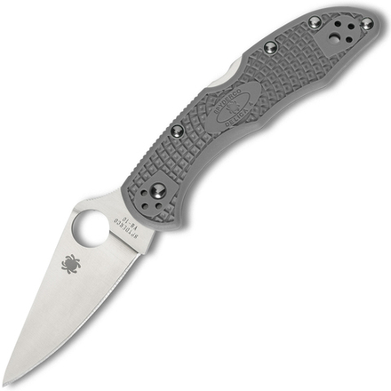Складной нож Spyderco Delica 4 Flat Ground - 11FPGY, сталь VG-10 Satin Plain, рукоять термопластик FRN, серый