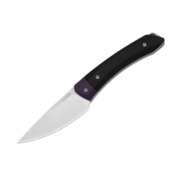 Цена наТуристический нож Kizer Momo Fix 3, сталь AEB-L, рукоять Purple/Black G10