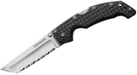 Нож складной Cold Steel Voyager Large Tanto 4 Point Serrated Edge, сталь Aus-10A, рукоять Griv Ex™, черный