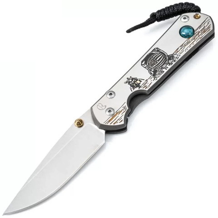 Складной нож Chris Reeve Large Sebenza 21, сталь S35VN, рукоять титановый сплав, гравировка астронавт на луне