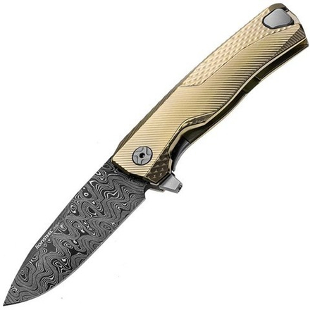 Нож складной LionSteel ROK DD GL Damascus Gold, дамасская сталь, рукоять титан, золотой цвет