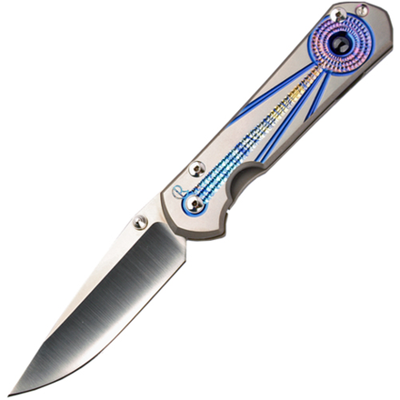Складной нож Chris Reeve Large Sebenza 21 Unique Graphics Blue Sapphire Cabochon, сталь CPM-S35VN, рукоять титан