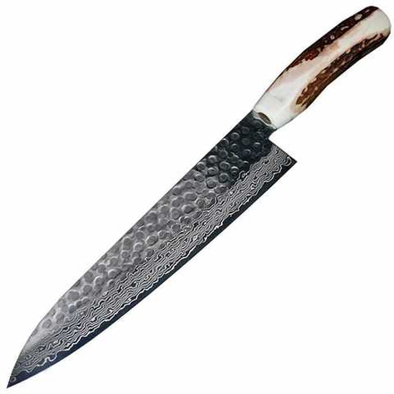 Нож шефа кухонный Sakai Takayuki, сталь Aus-10 Damascus Sweden Steel, рукоять олений рог