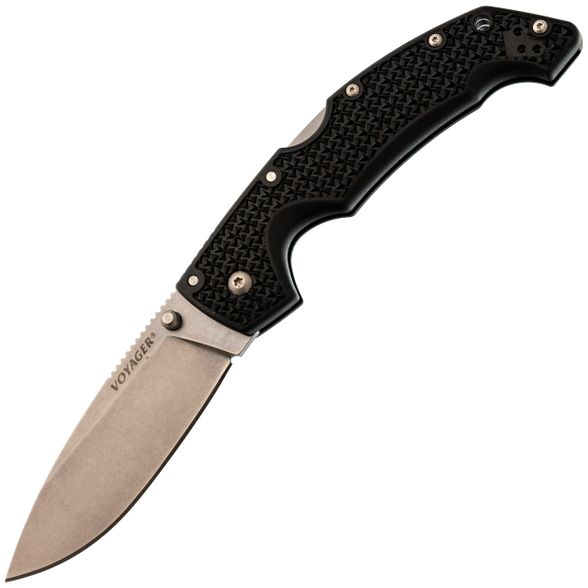 Цена наНож складной Cold Steel Voyager Large Drop Plain Edge, сталь Aus-10A, рукоять Griv-Ex, черный
