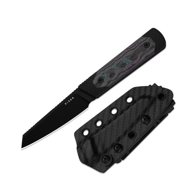 Цена наТуристический нож Kizer Hallow Camo Jazzy, сталь 10V, рукоять алюминий/карбон