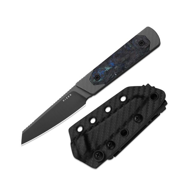 Цена наТуристический нож Kizer Hallow, сталь 10V, рукоять алюминий/карбон