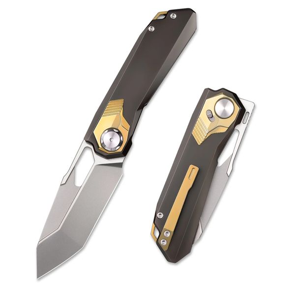Цена наСкладной нож Remette Peregrine Falcon, сталь M390, рукоять титан, коричневый/золотистый