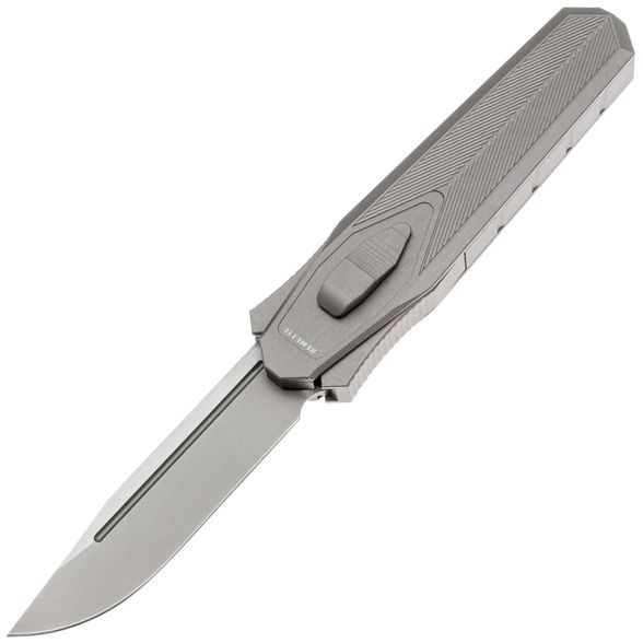 Цена наФронтальный складной нож Remette Swordfish, сталь 14C28N, рукоять алюминий/карбон, серый