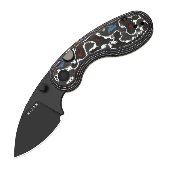 Цена наСкладной нож Kizer Microbe DLC сталь M390, рукоять Nebula FatCarbon