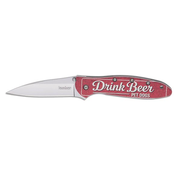Цена наПолуавтоматический складной нож Kershaw Leek Drink Beer Pet Dogs, сталь Sandvik 14C28N, рукоять алюминий, красный