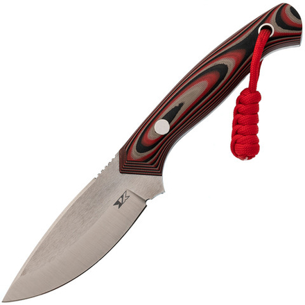 Нож Пиранья, сталь D2, универсальный нож для походов, рукоять G10 черно-красная с паракордом