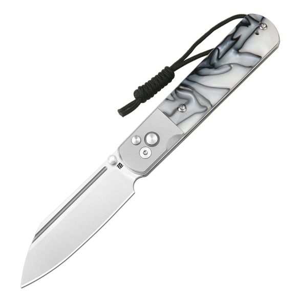 Цена наСкладной нож Artisan Cutlery Holm, сталь AR-RPM9, рукоять сталь/акрил, белый