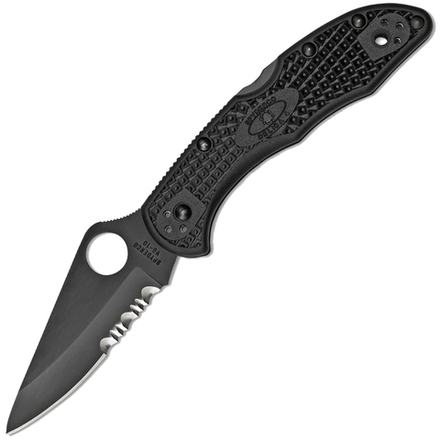 Складной нож Delica 4 - Spyderco 11PSBBK, сталь VG-10 Black TiCN Combo, рукоять термопластик FRN чёрный