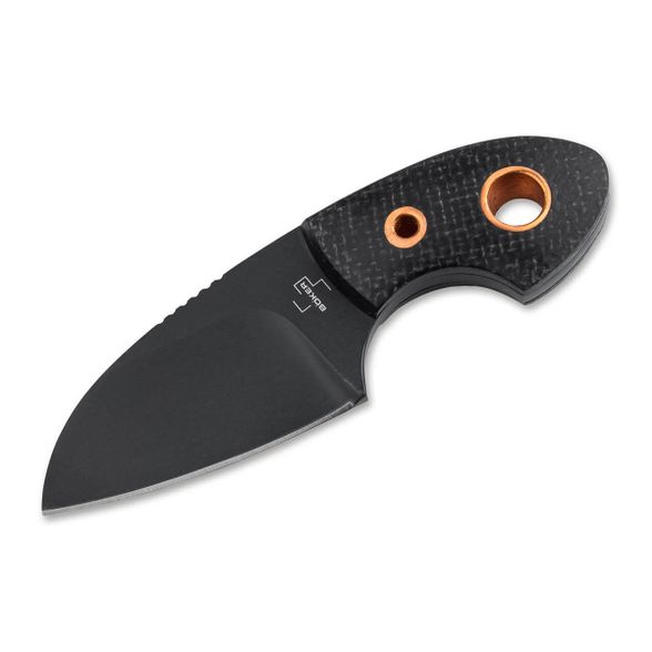 Цена наШейный нож с фиксированным клинком Boker Gnome all Black Copper, сталь D2, рукоять микарта, черный